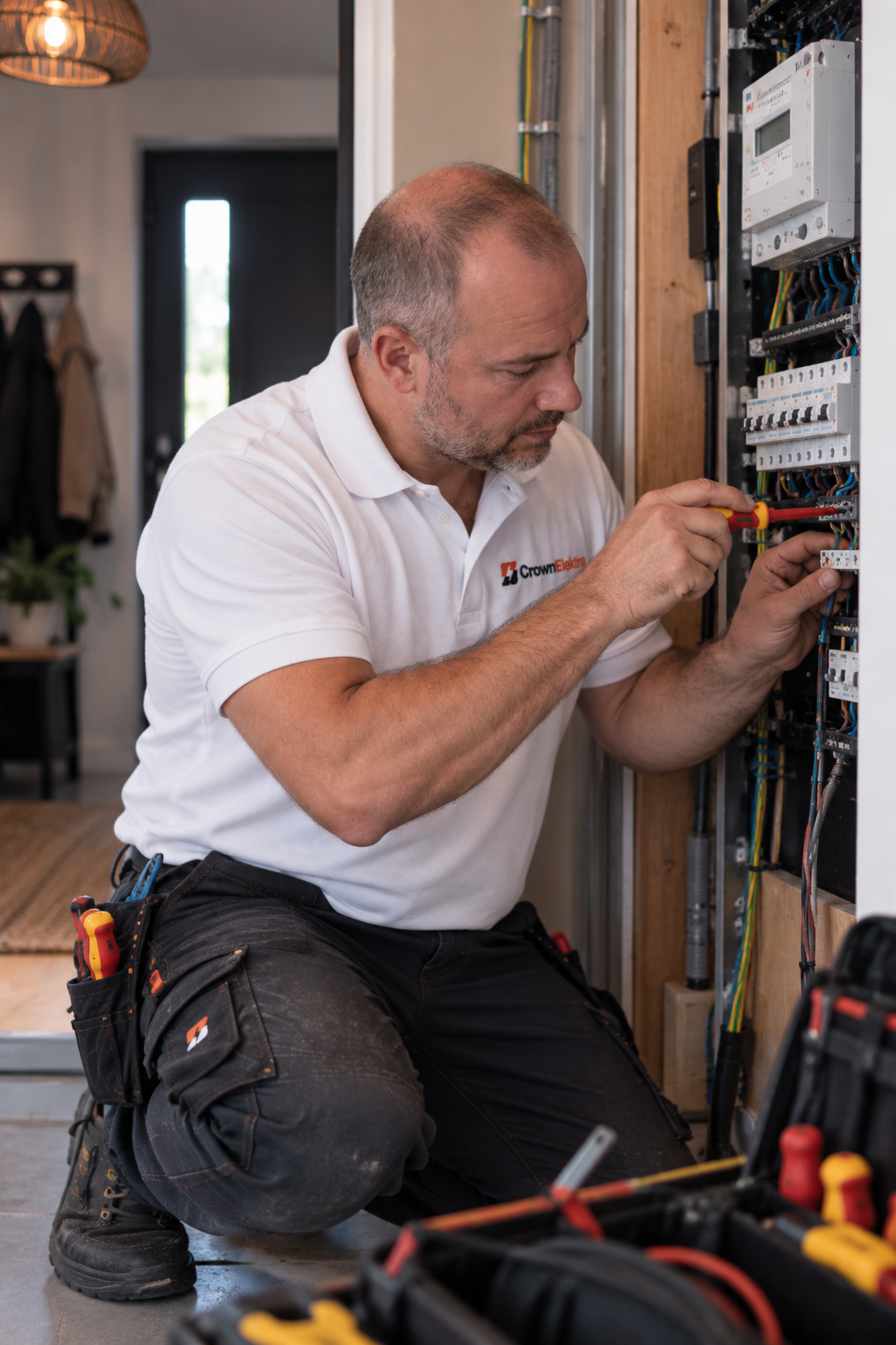 Elektricien van CrownElektra aan het werk — storing verhelpen